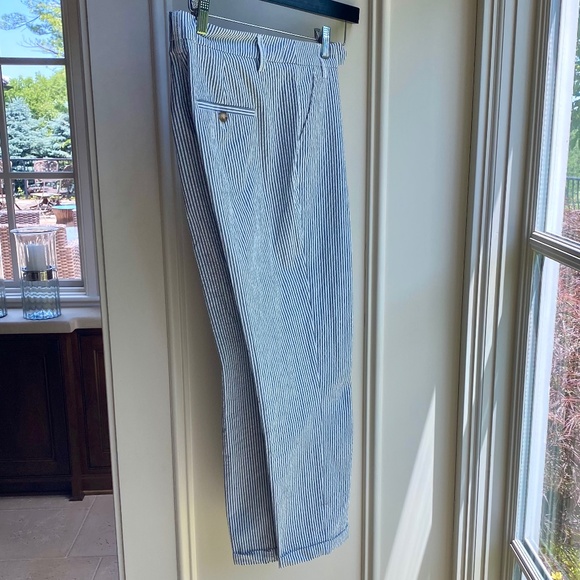 ZARA Seersucker Pinstripe Cuffed & Cropped Pants, from London, Sz SM - Picture 2 of 14